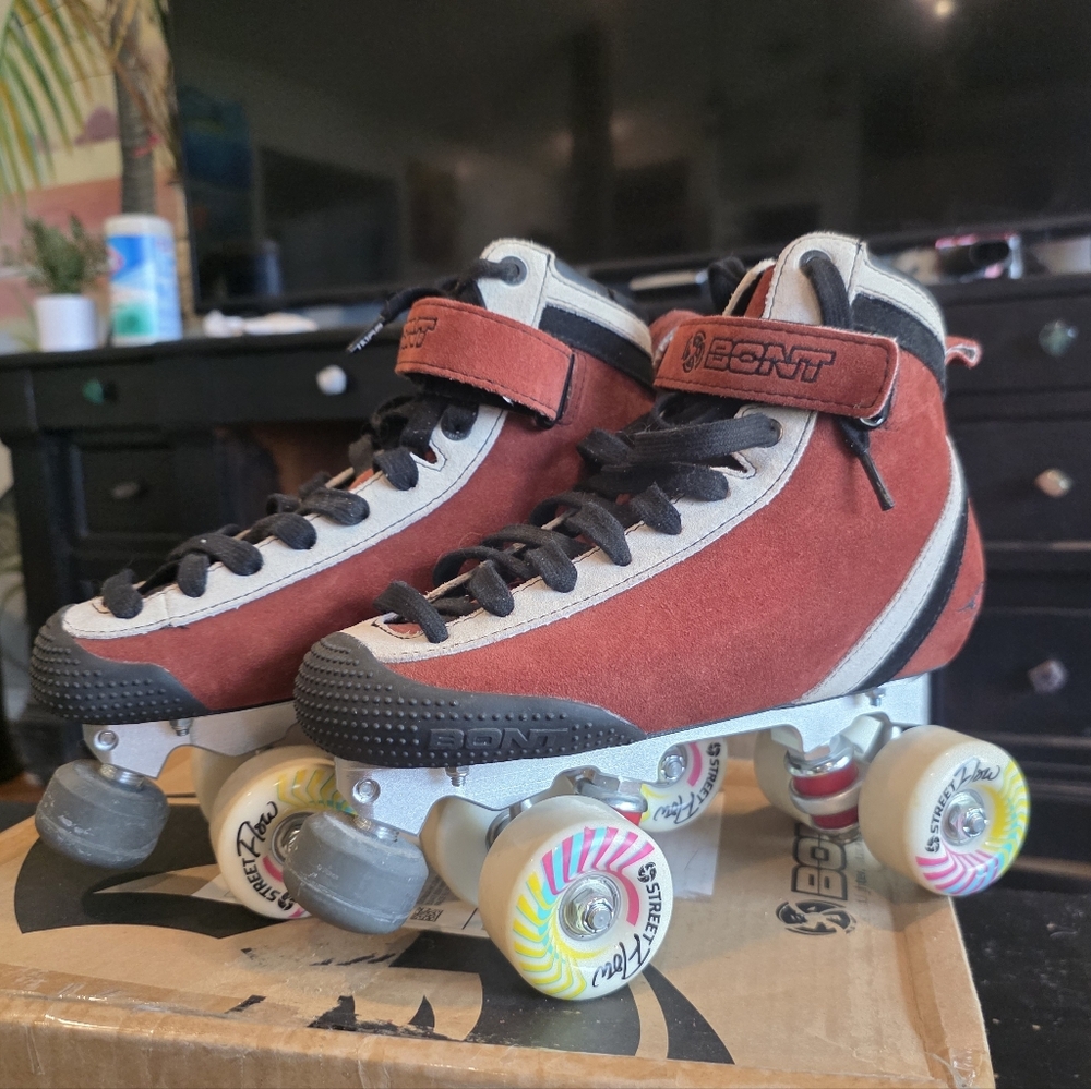 Bont Red Roller Skates Parkstar DERBY outdoor Metal Size 5 - Picture 5 of 10